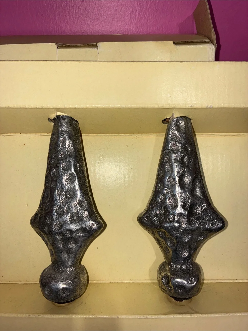 NWT Pier 1 Silver Textured Curtain Finials- Pair